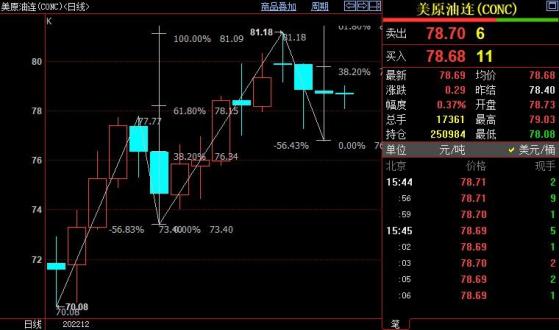 NYMEX原油短線上看79.76美元