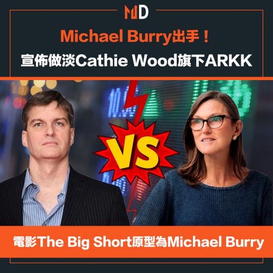 【市場熱話】The Big Short原型Michael Burry出手！宣佈做淡Cathie Wood旗下ARKK