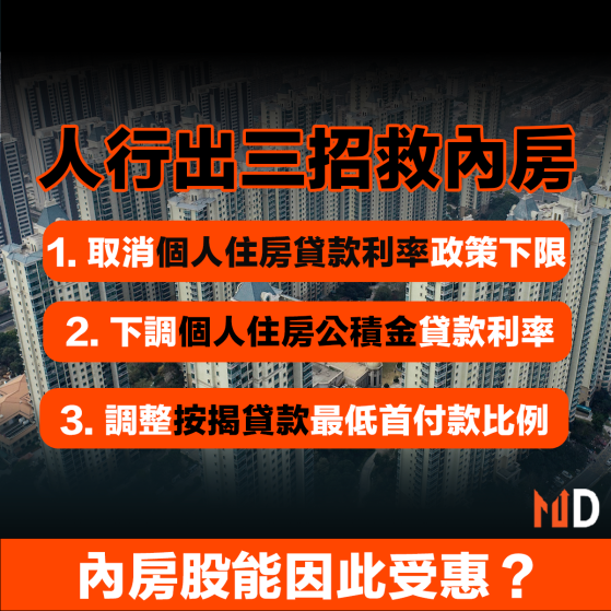 【MD樓市】人行出三招救內房！18日起下調個人住房公積金貸款利率