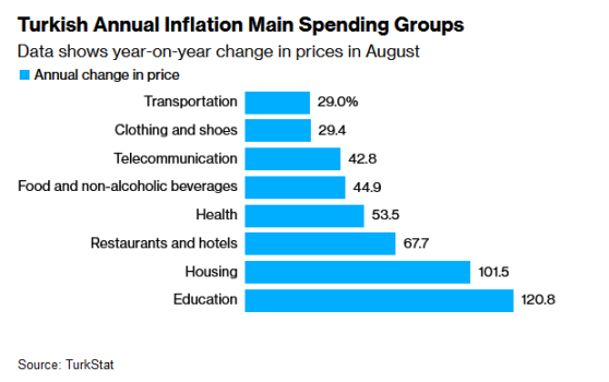 高利率環境下土耳其8月通脹大幅下降 但經濟放緩風險增加