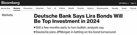 摩根大通、 德意志銀行雙雙看看漲土耳其債券