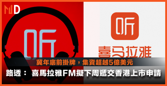 【重點新股】路透： 喜馬拉雅FM擬下周遞交香港上市申請，冀年底前掛牌，集資超越5億美元