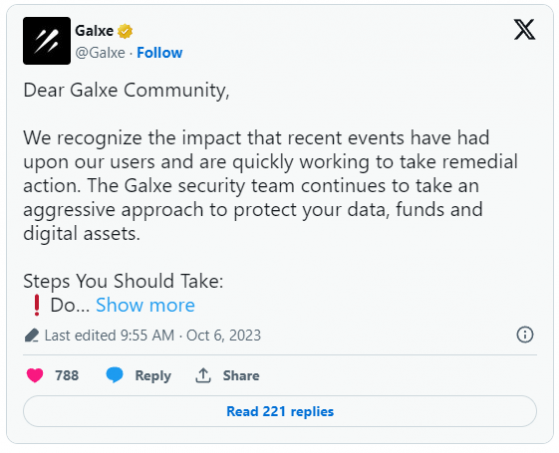 Web3社區平臺Galxe遭黑客攻擊 用戶損失持續增加 谷歌已屏蔽其網址