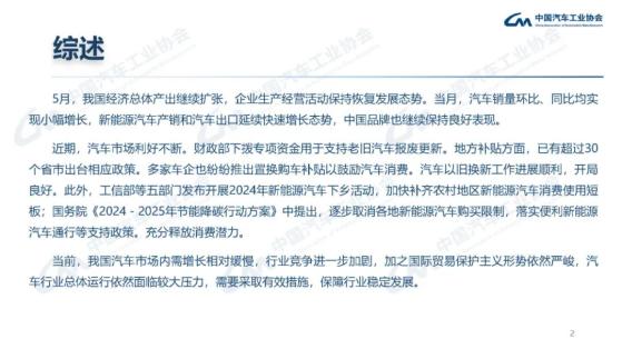 中汽協：5月汽車銷量爲241.7萬輛 同比增長1.5%