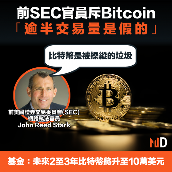 【加密貨幣】前SEC官員斥Bitcoin，「逾半交易量是假的」