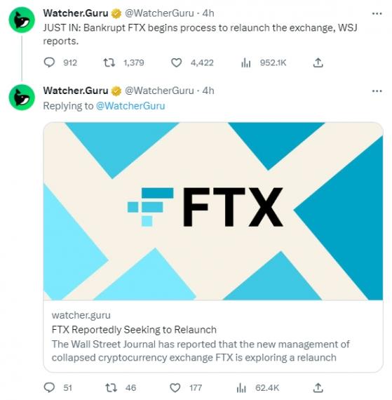 突發重要快訊！FTX確定「重啓」加密交易所運營 FTT平臺幣聞訊漲破40%