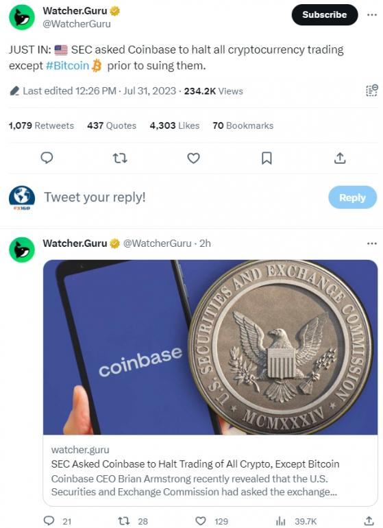 突發！美國證監會命令Coinbase停止「比特幣外的所有加密貨幣交易」 究竟怎麼回事？