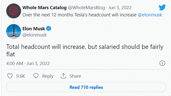 特斯拉(TSLA.US)裁員現變數? 馬斯克表示受薪員工人數將持平