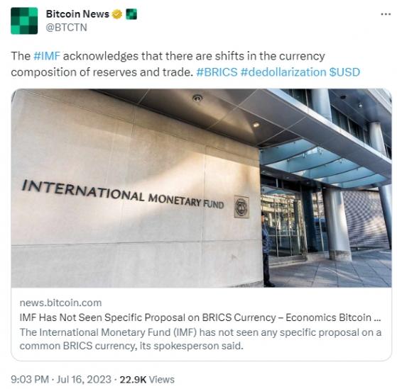 去美元化擁抱黃金？IMF：沒看到中國、金磚國傢俱體申請 但承認「貨幣結構出現變化」