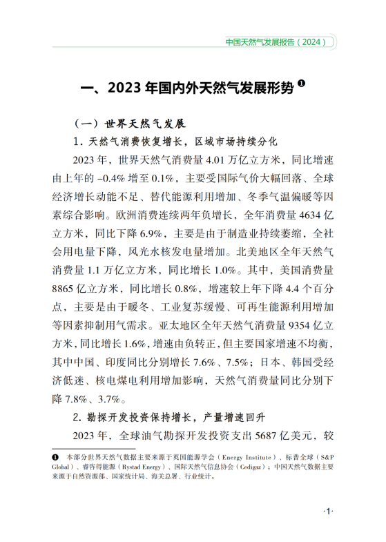 報告：預計中國2024年天然氣消費量同比增長6.5% ~7.7%