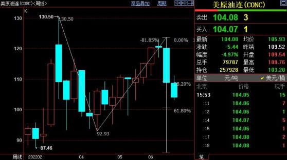 NYMEX原油後市下看100.46美元